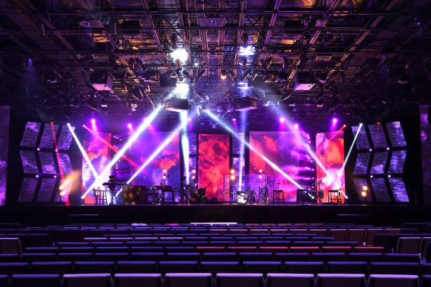 musical stage with instruments and lighting
